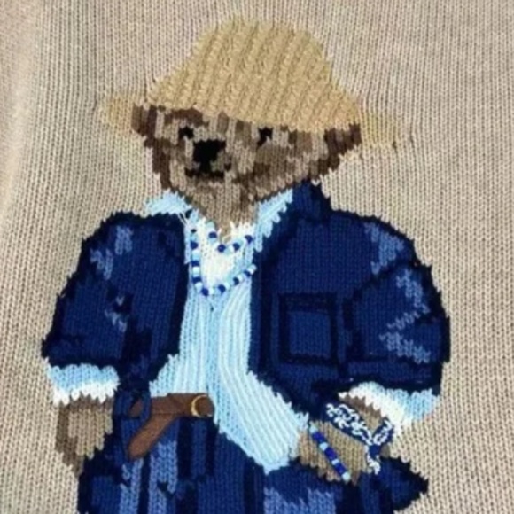 NWOT Polo Ralph Lauren Bear Rolled Neck Tan Cotton Sweater Size US XL - Picture 6 of 6